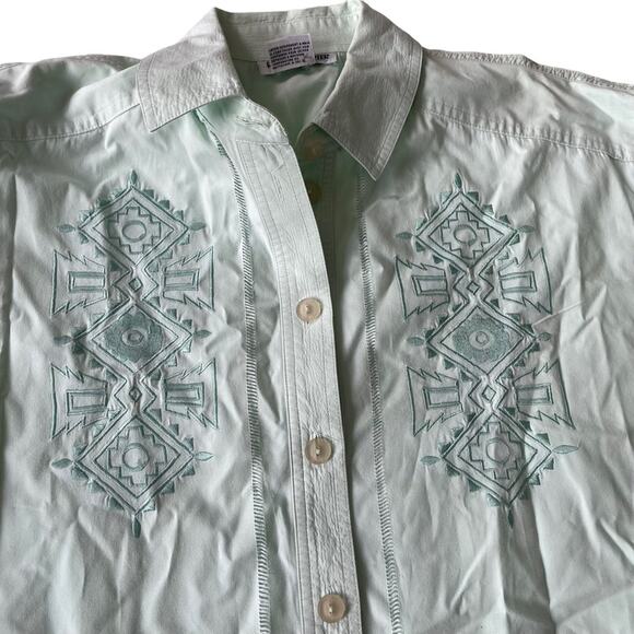 Vintage 1990s Regina Porter Button Down Southwest Embroidered Boho Mint 1X GUC - Picture 10 of 16